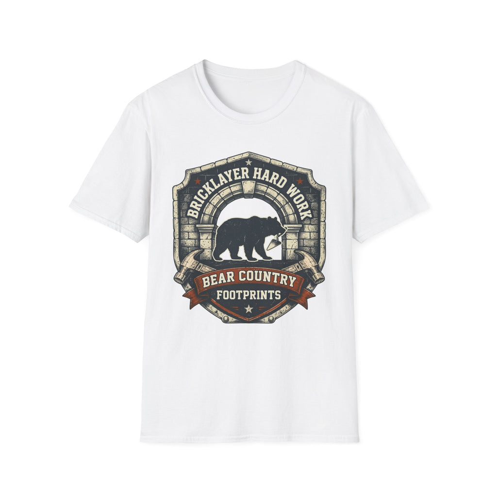 Bricklayer Hard Work Bear Country Footprints T-Shirt