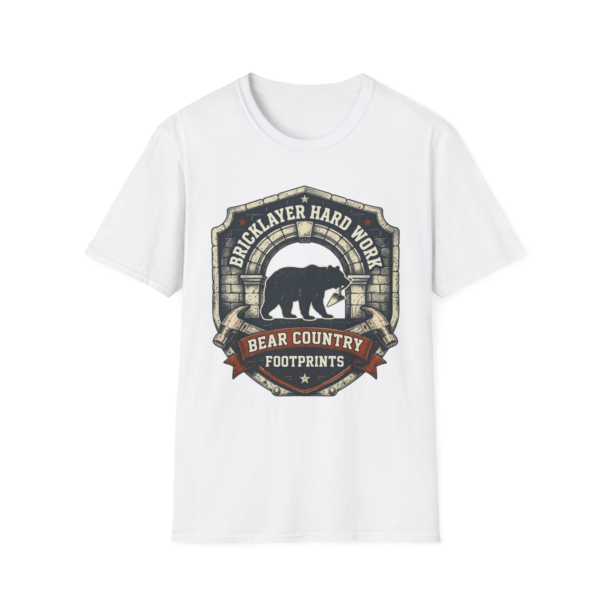 Bricklayer Hard Work Bear Country Footprints T-Shirt