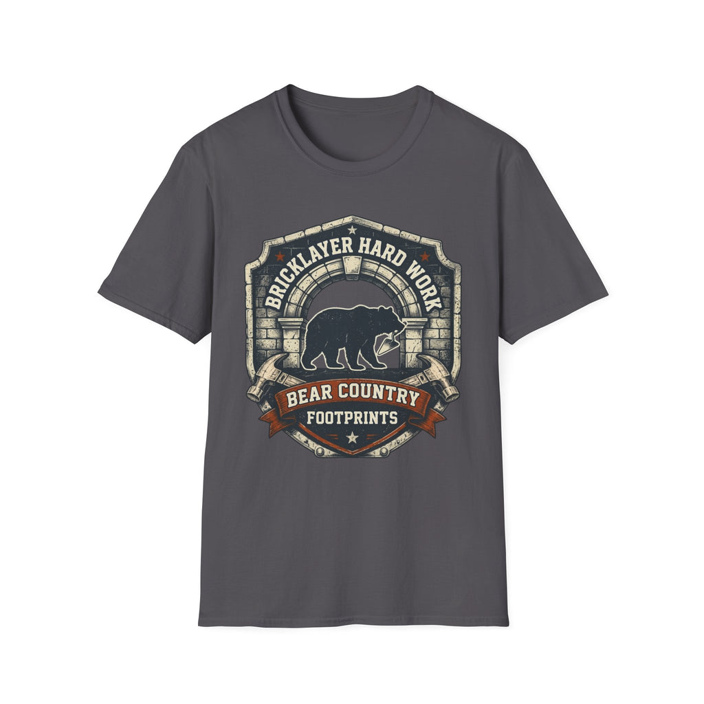 Bricklayer Hard Work Bear Country Footprints T-Shirt