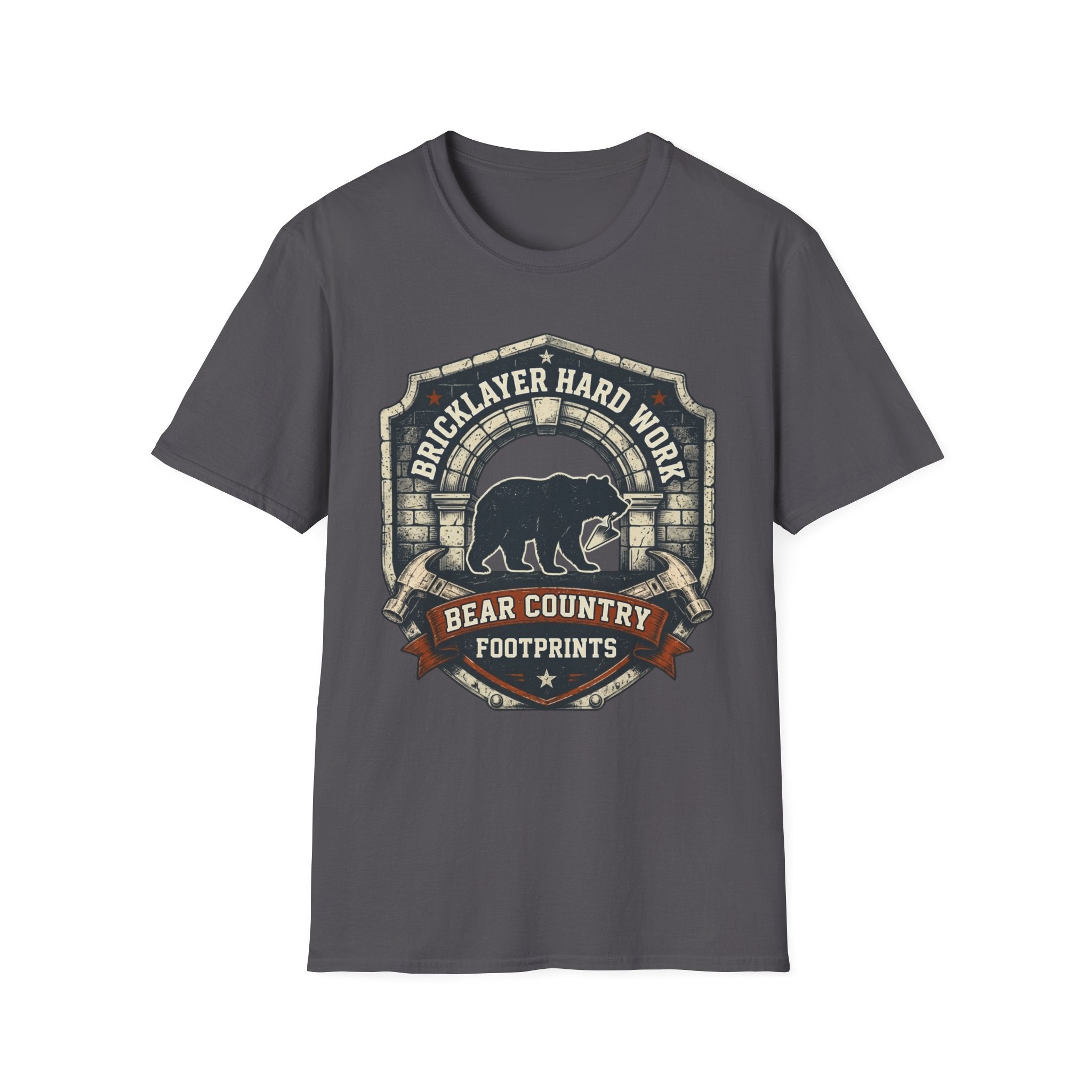 Bricklayer Hard Work Bear Country Footprints T-Shirt