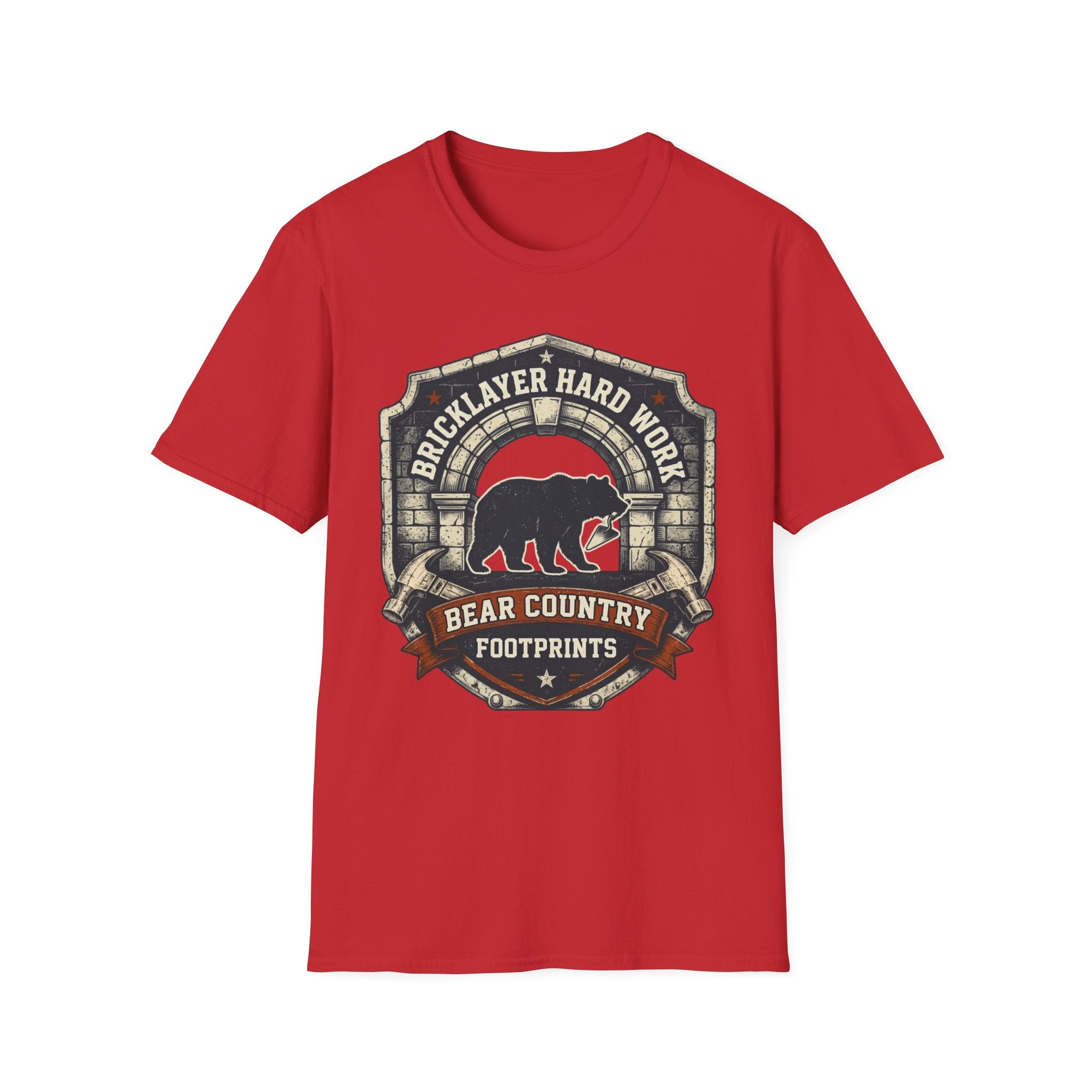 Bricklayer Hard Work Bear Country Footprints T-Shirt
