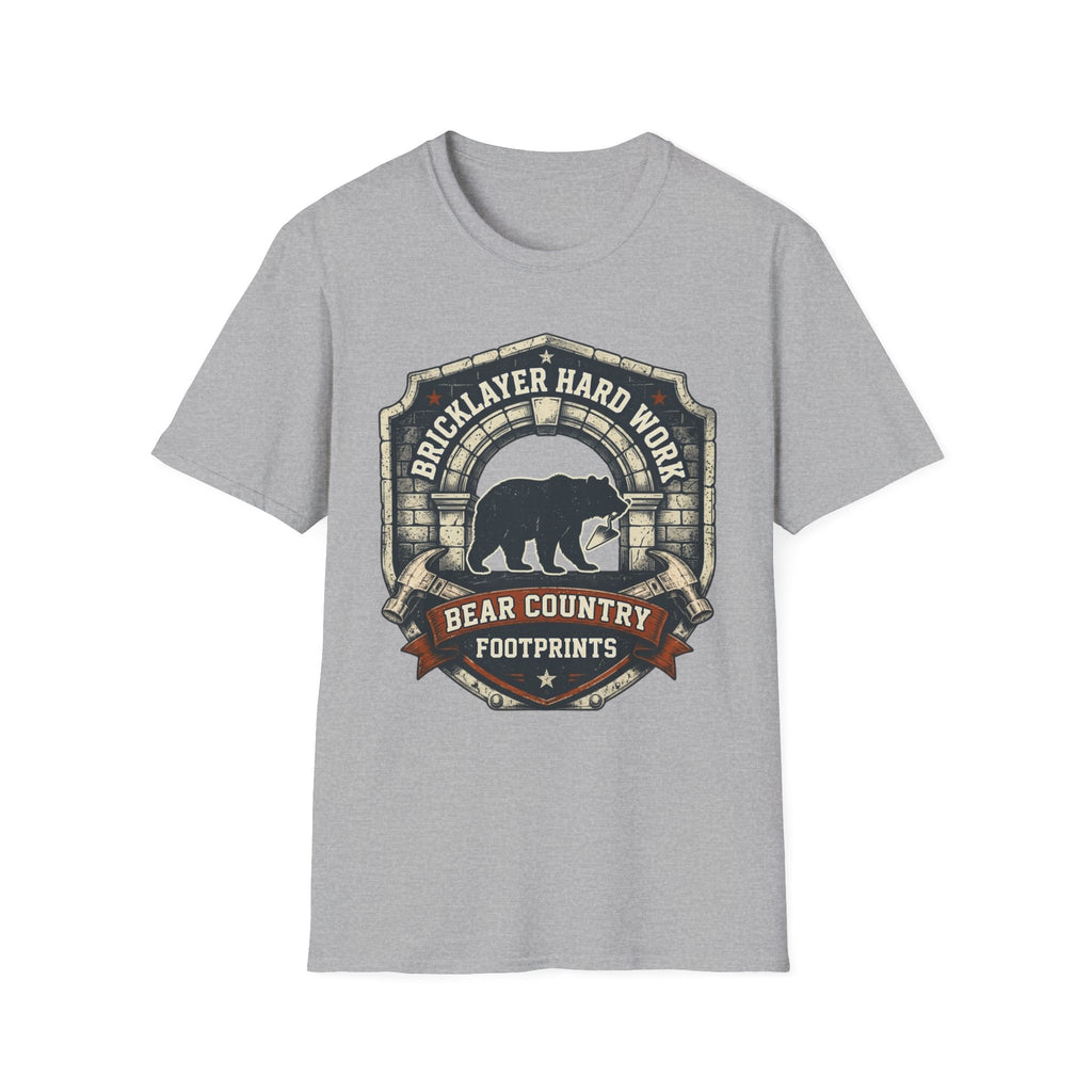 Bricklayer Hard Work Bear Country Footprints T-Shirt
