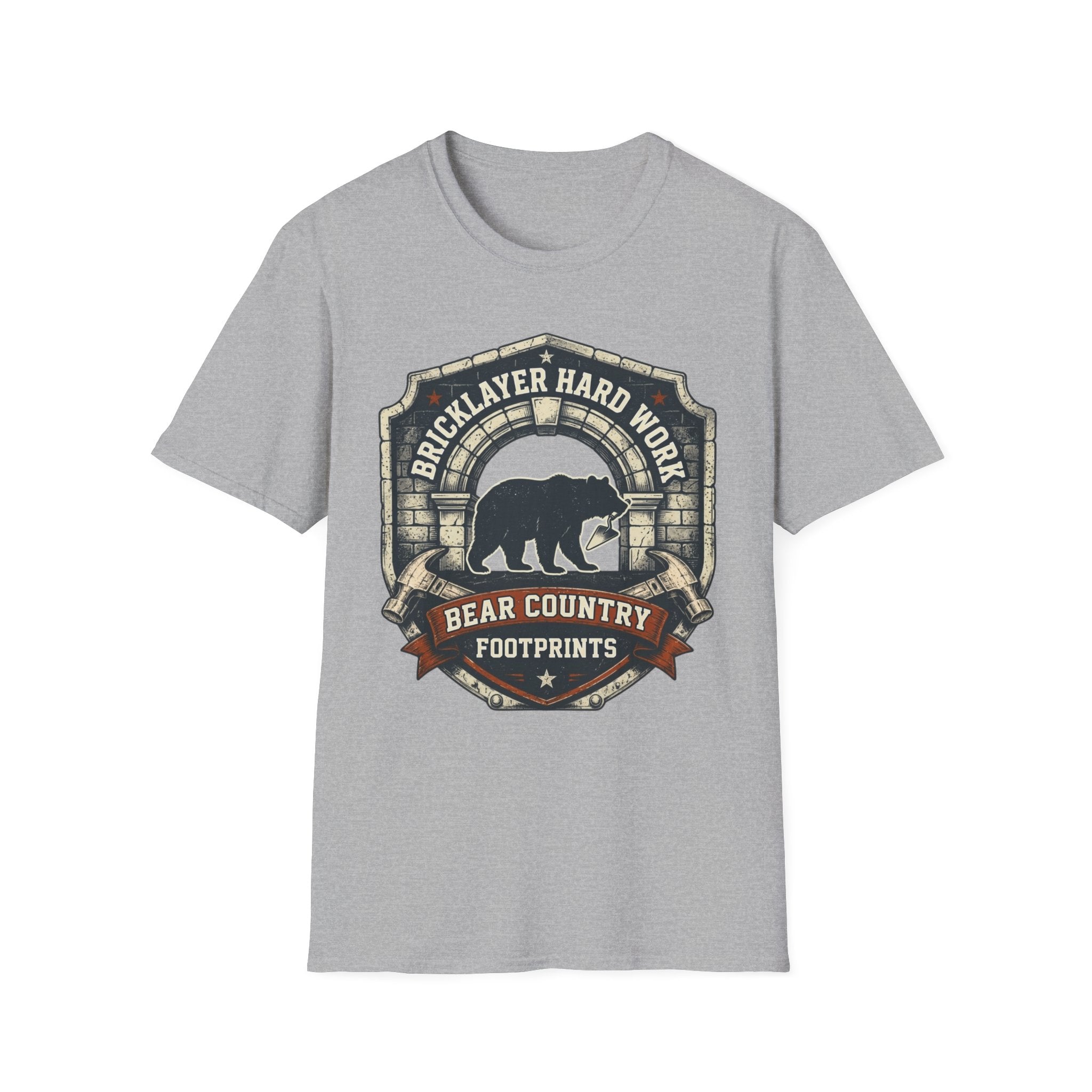 Bricklayer Hard Work Bear Country Footprints T-Shirt