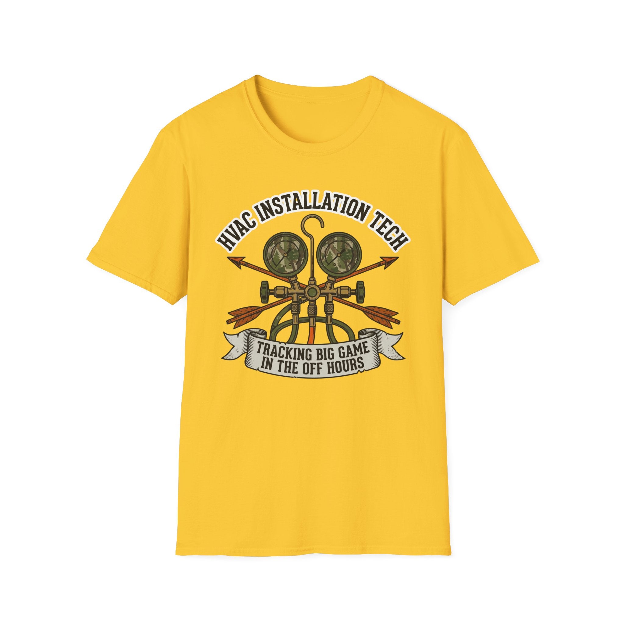 HVAC Installation Tech Tracking Big Game In The Off Hours T-Shirt