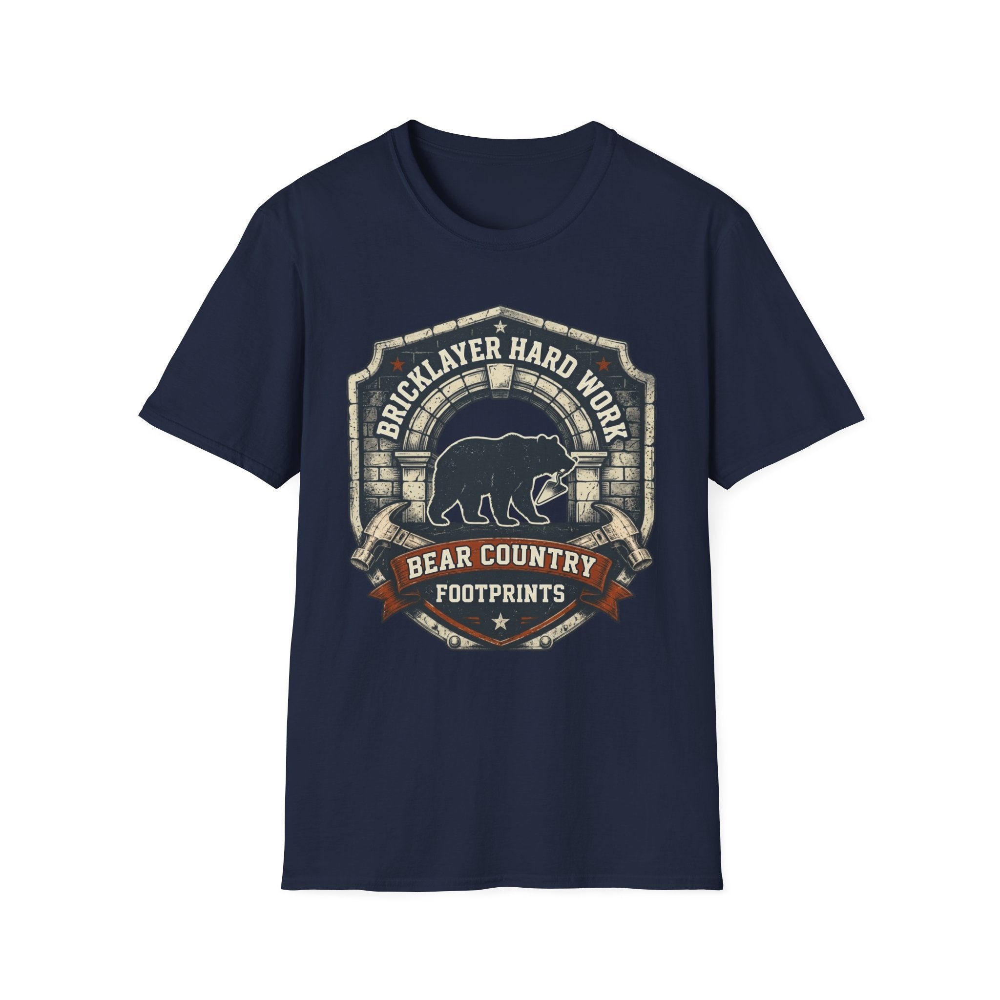 Bricklayer Hard Work Bear Country Footprints T-Shirt