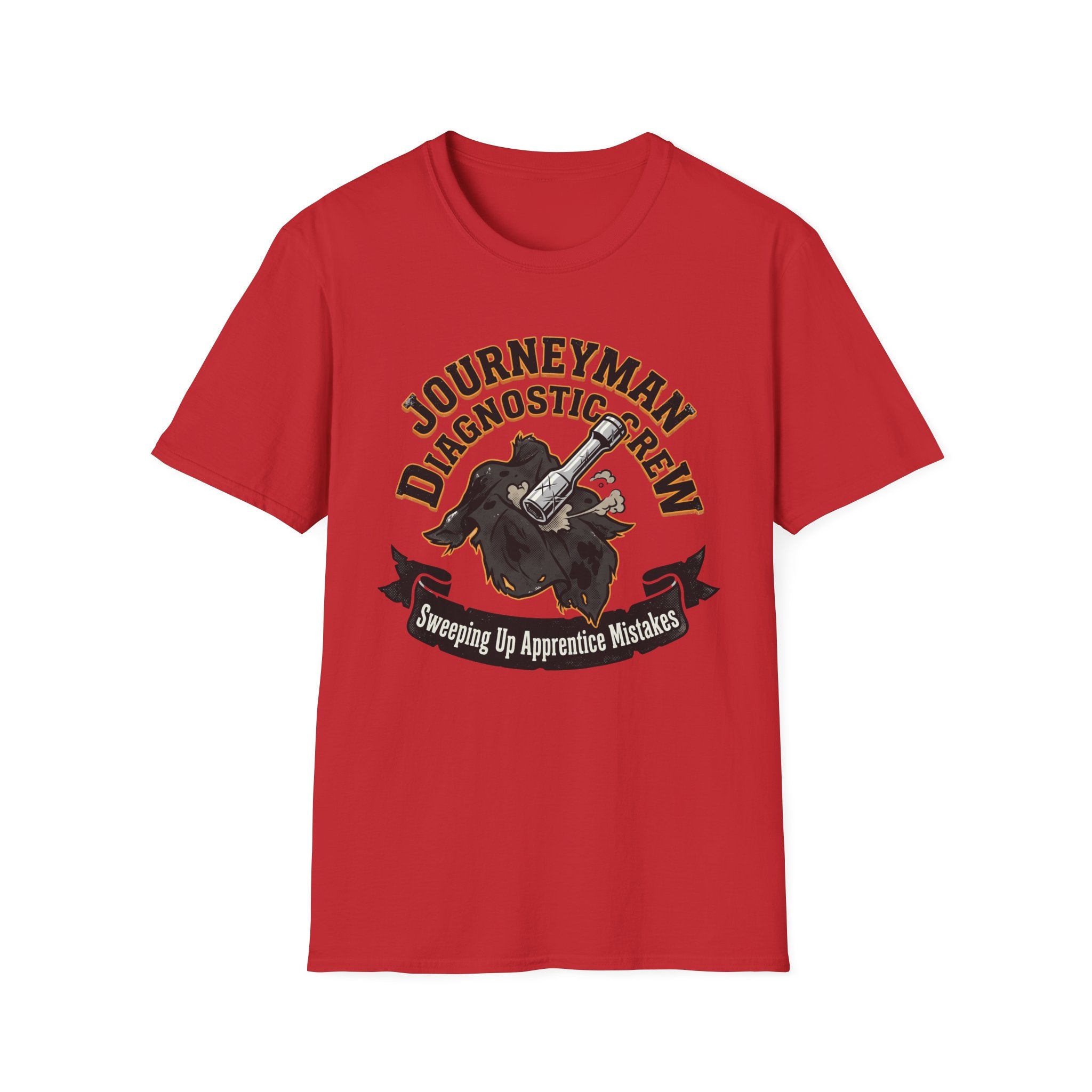 Journeyman Diagnostic Crew Sweeping Up Apprentice Mistakes T-Shirt