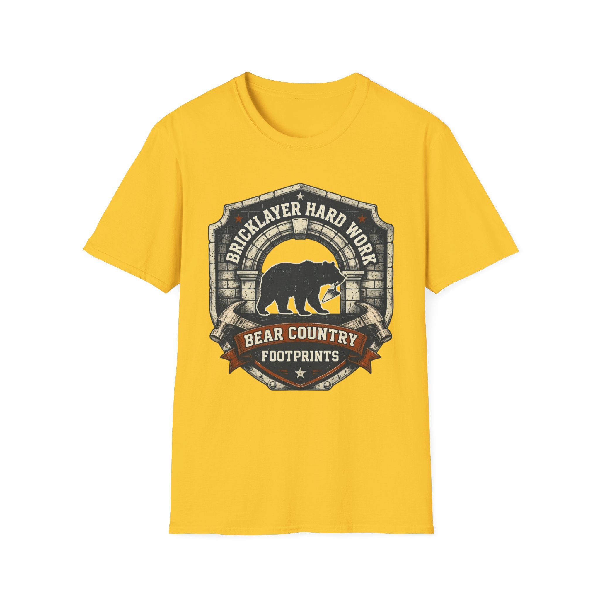Bricklayer Hard Work Bear Country Footprints T-Shirt