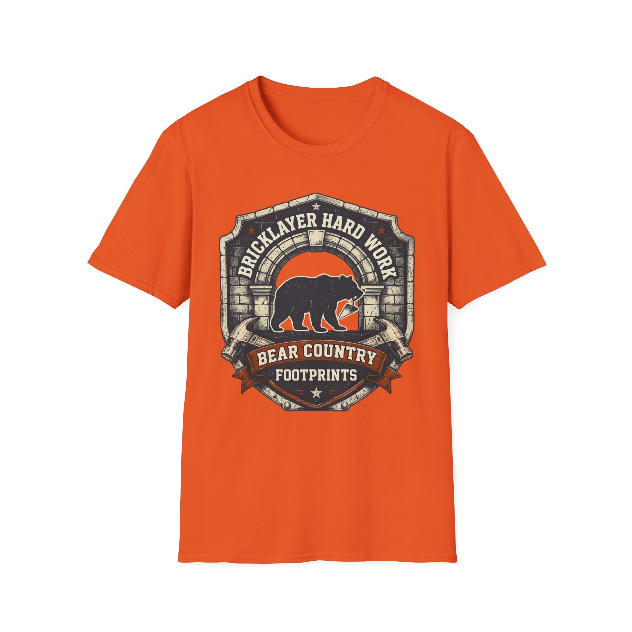 Bricklayer Hard Work Bear Country Footprints T-Shirt