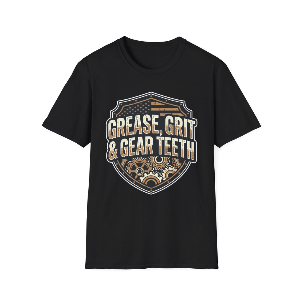 Grease, Grit & Gear Teeth Blue Collar Pride T-Shirt