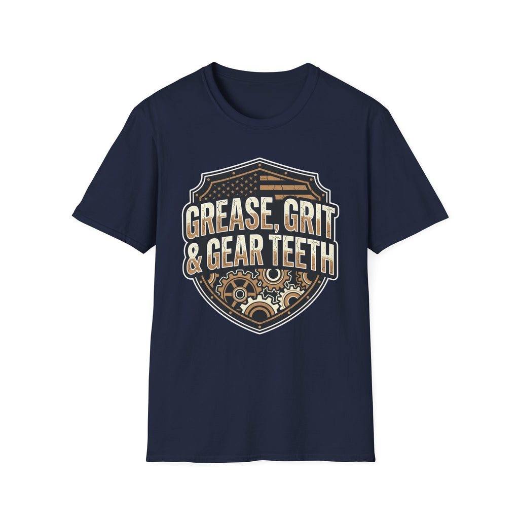 Grease, Grit & Gear Teeth Blue Collar Pride T-Shirt