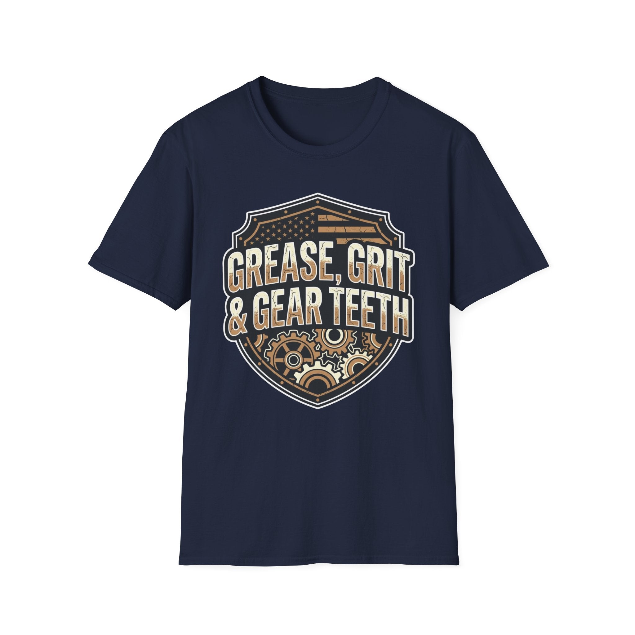 Grease, Grit & Gear Teeth Blue Collar Pride T-Shirt