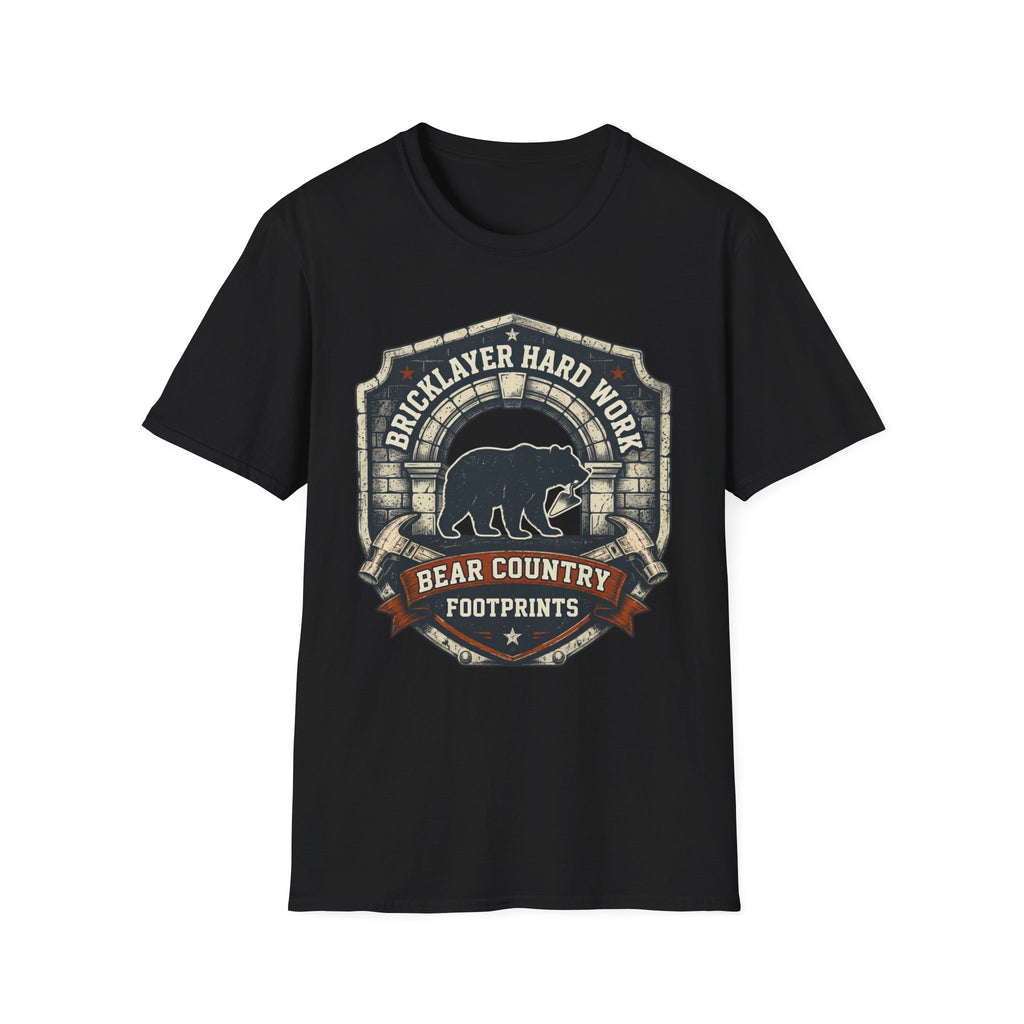 Bricklayer Hard Work Bear Country Footprints T-Shirt